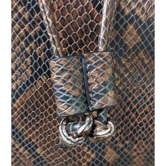 ALDO Brown & Gold Snakeskin Print Faux Leather Backpack Adjustable Straps - Picture 2 of 14